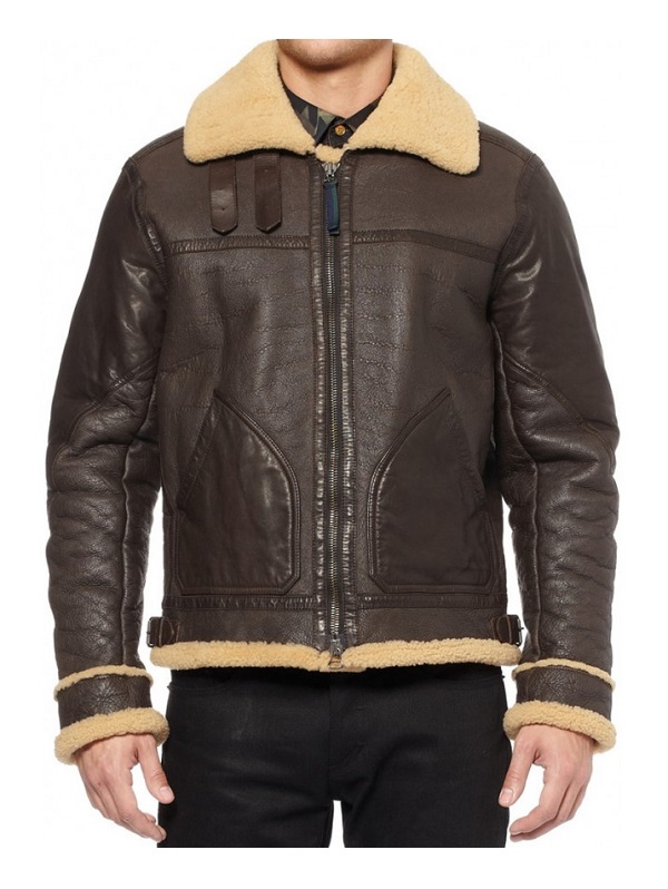 Man Classic Style Bomber B3 Shearling Leather Jacket
