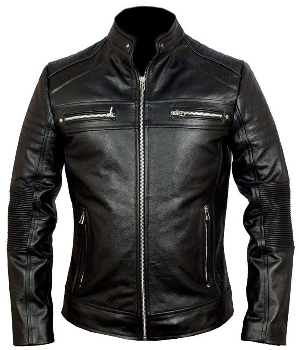 Men's Cafe Racer Classic Motorcycle Leather Jacket